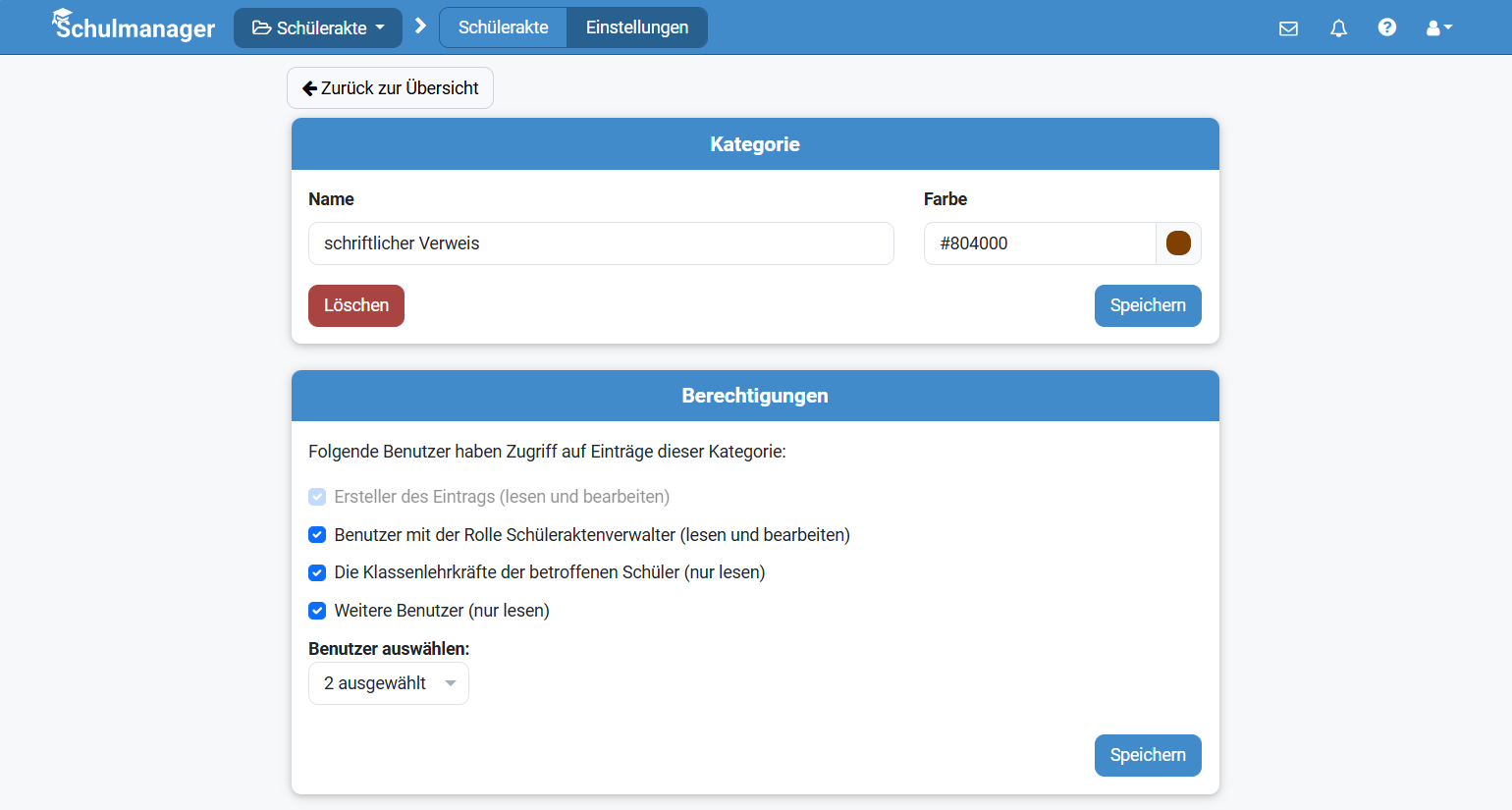 Berechtigungen für Kategorien individuell festlegen